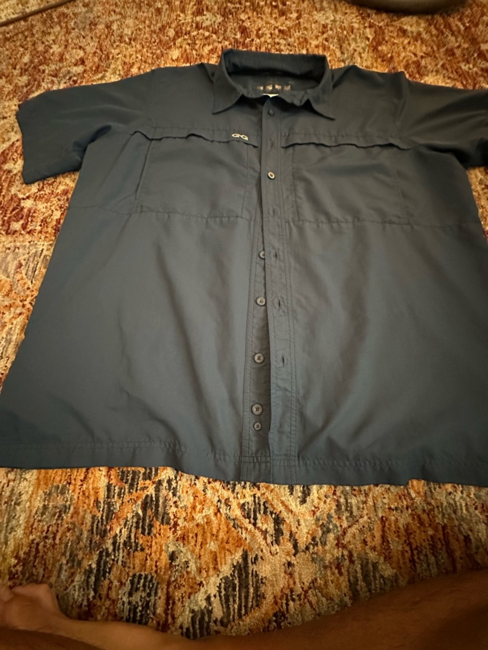 Men's Short-Sleeve Casual Button-Down Shirt in Navy GameGuard